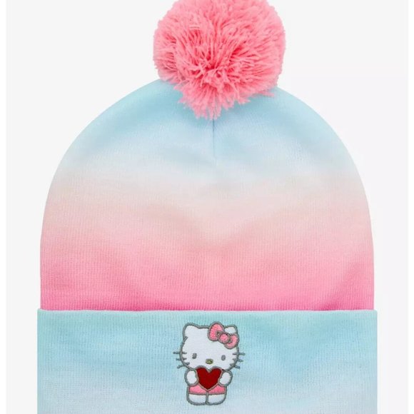 Hello Kitty Sanrio Hello Kitty Ombre Pom-Pom Beanie Hat One Size New Sealed - Picture 1 of 9